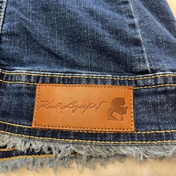 Karl Lagerfeld Distressed Frayed Jean Jacket - Picture 5 of 9